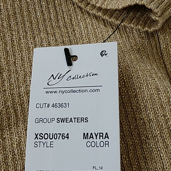 NEW Event Sweater Top Off Shoulder Frayed Furry collar Pullover NY Collection S - Picture 8 of 9